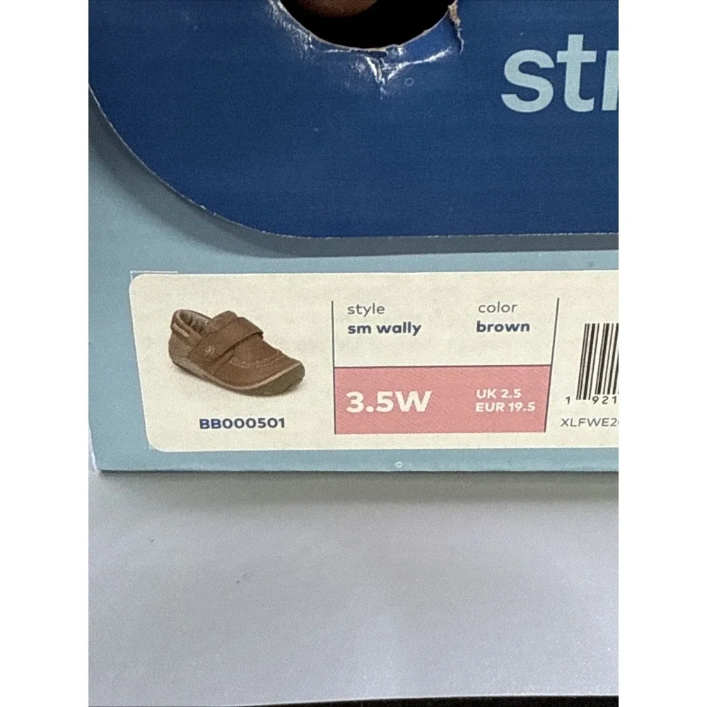 WORN ONCE Stride Rite Leather Canvas Loafers Wally Shoes Baby Boy SZ 3.5W